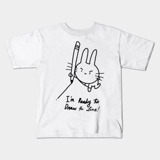 Witty Bunny Draws the Line Kids T-Shirt